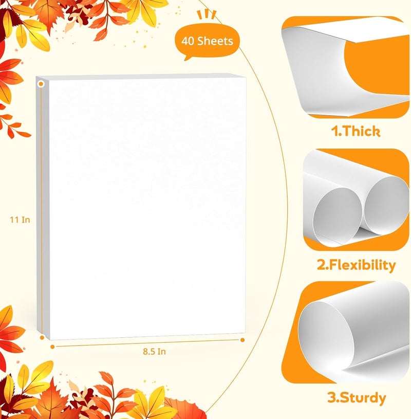 Vishoitty White Cardstock 8.5 x 11,White Card Stock,Cardstock Paper,Copy Paper for Printer,40 Sheets Card Stock Paper for Invitations,Menus,DIY Cards,Tags,Cards Making,Certificate,Construction,Office Printing - Image 2
